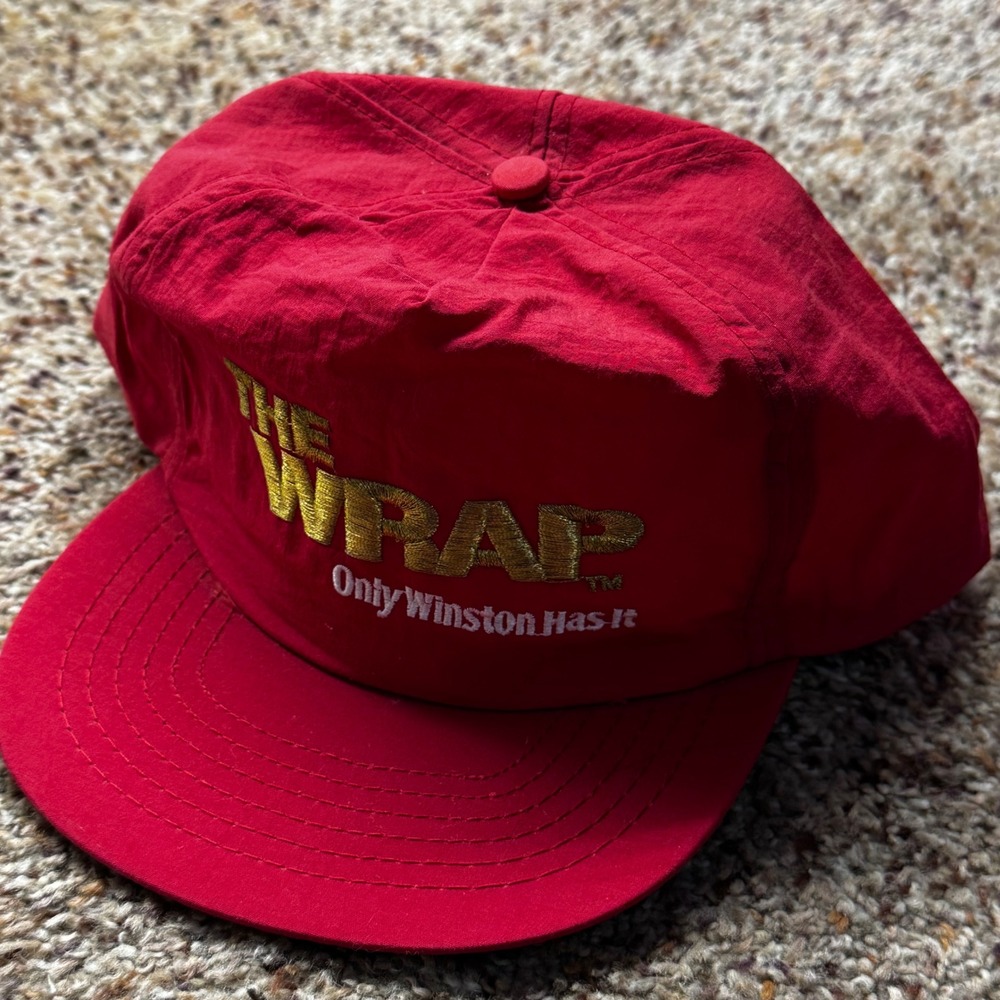 Vintage Winston Cigarettes‎ The Wrap Red Nylon Snapback Hat Promo Deadstock 90s
